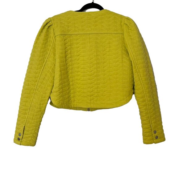 7 For All Mankind Chartreuse Quilted Cropped Jacket - Size M - New with Tags - Picture 3 of 6